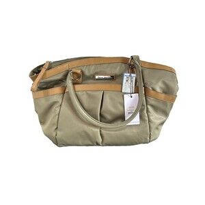 Perry Mackin Harper Olive Nylon w/ Leather Trim Diaper Bag Style 1001olv NEW